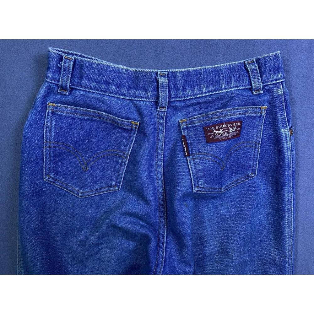 Vintage 1980’s Orange Tab Levis Girls Brown Patch Jeans, Rare XL Tab Size 26x30